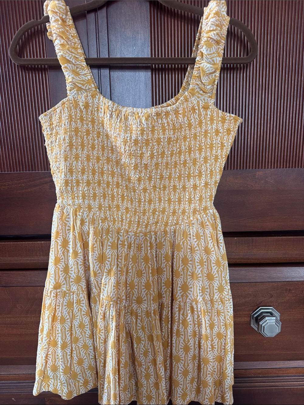 Free People Mustard Yellow Smocked Top